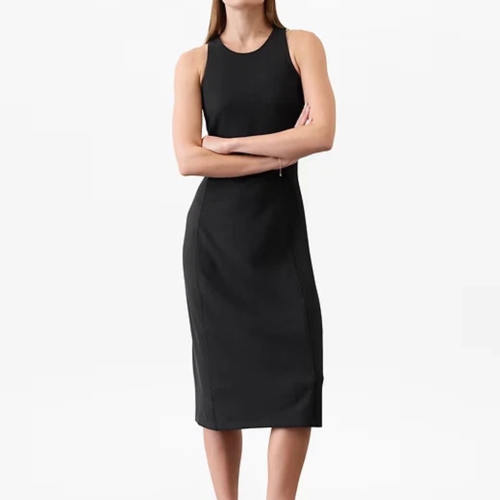 NWT Athleta Seasoft Rib Midi Tank Dress | Black